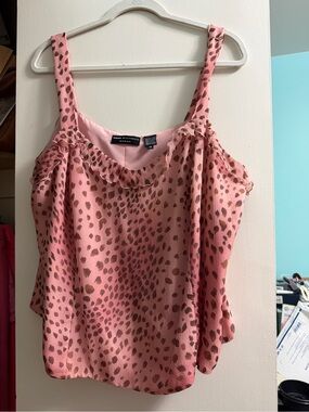 Dana Buchman Pink Leopard Print Silk Camisole